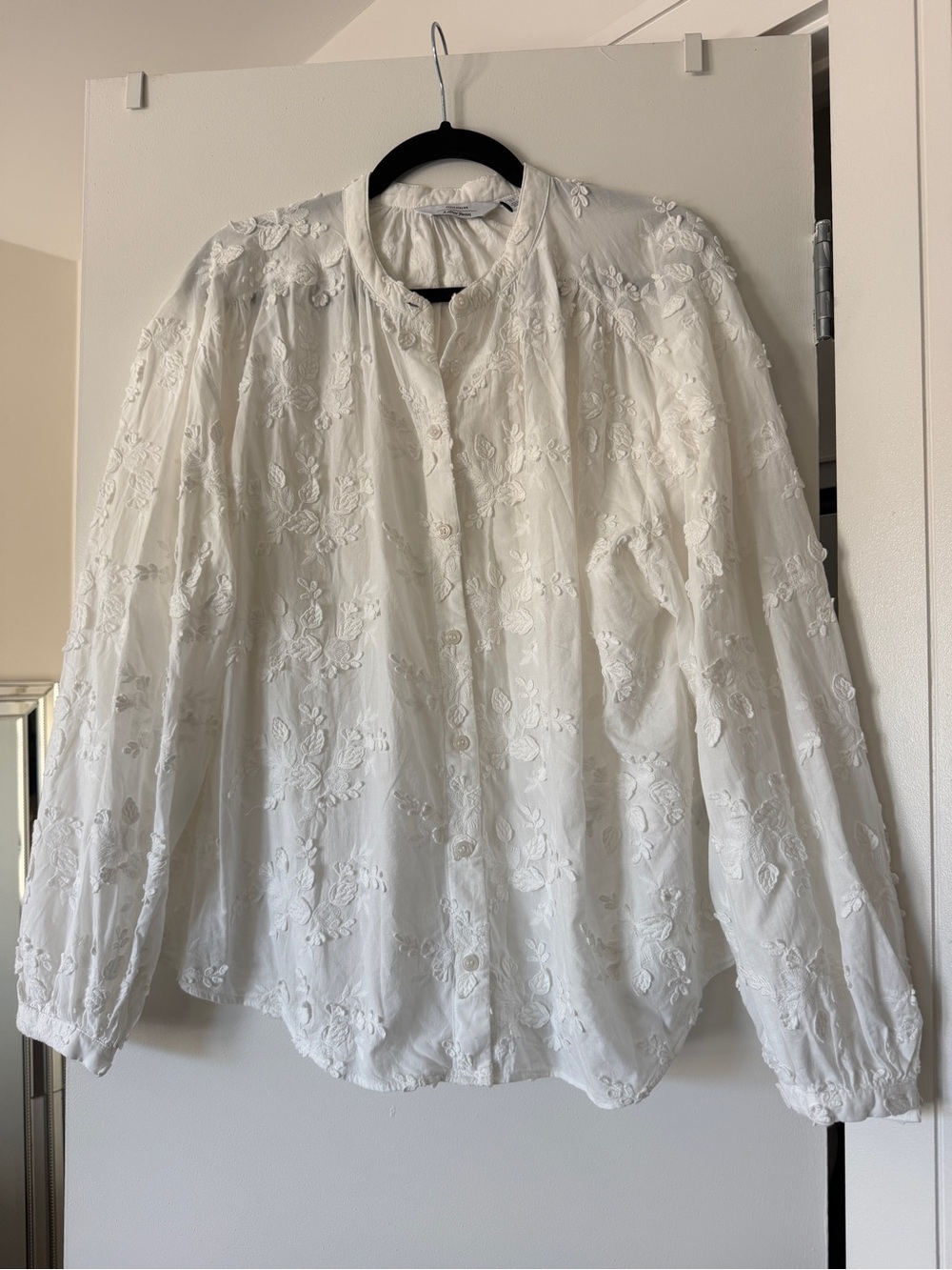 & Other Stories Voluminous Floral-Appliqué Blouse Size 12